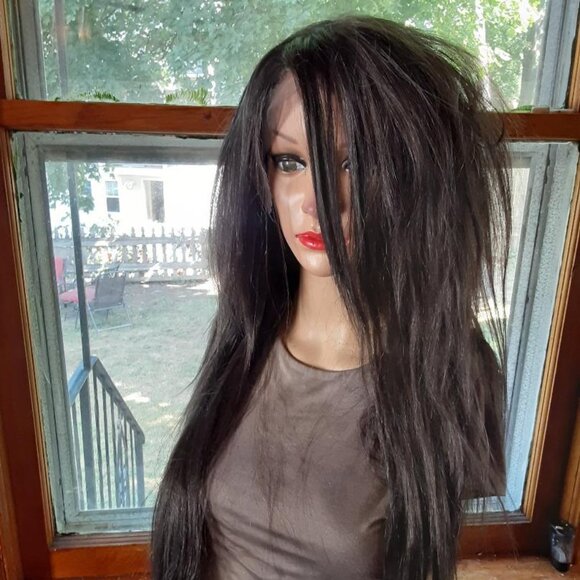 Gothic bat emo wig  Gray and brown mix. 22\'\' Lace front. main image 5